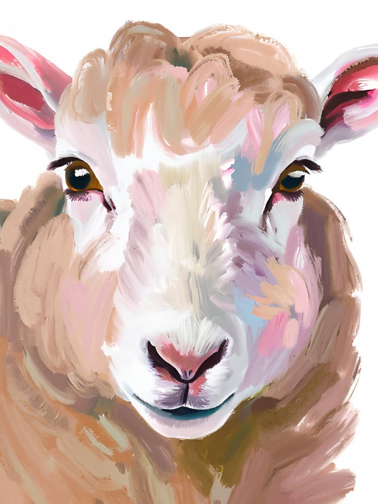 Colorful Sheep Portrait by Ohkimiko — canvas wall art