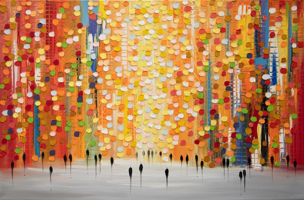 Colorful City Street by Ekaterina Ermilkina — canvas wall art