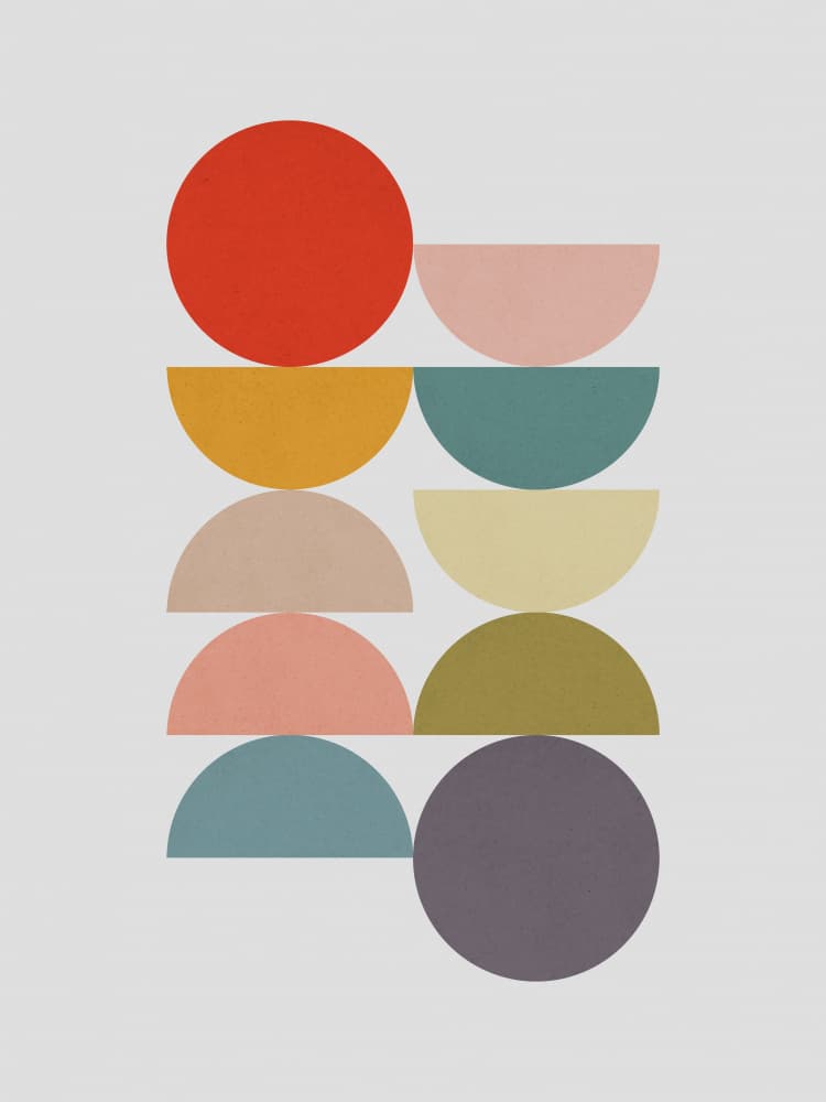 Colorful Stacked Geometric Shapes by Vitor Costa — canvas wall art