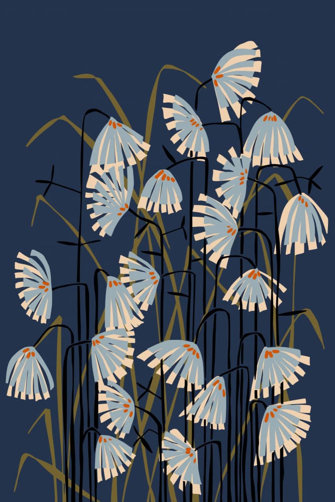 Stylized Navy Blooms by Annick — canvas wall art