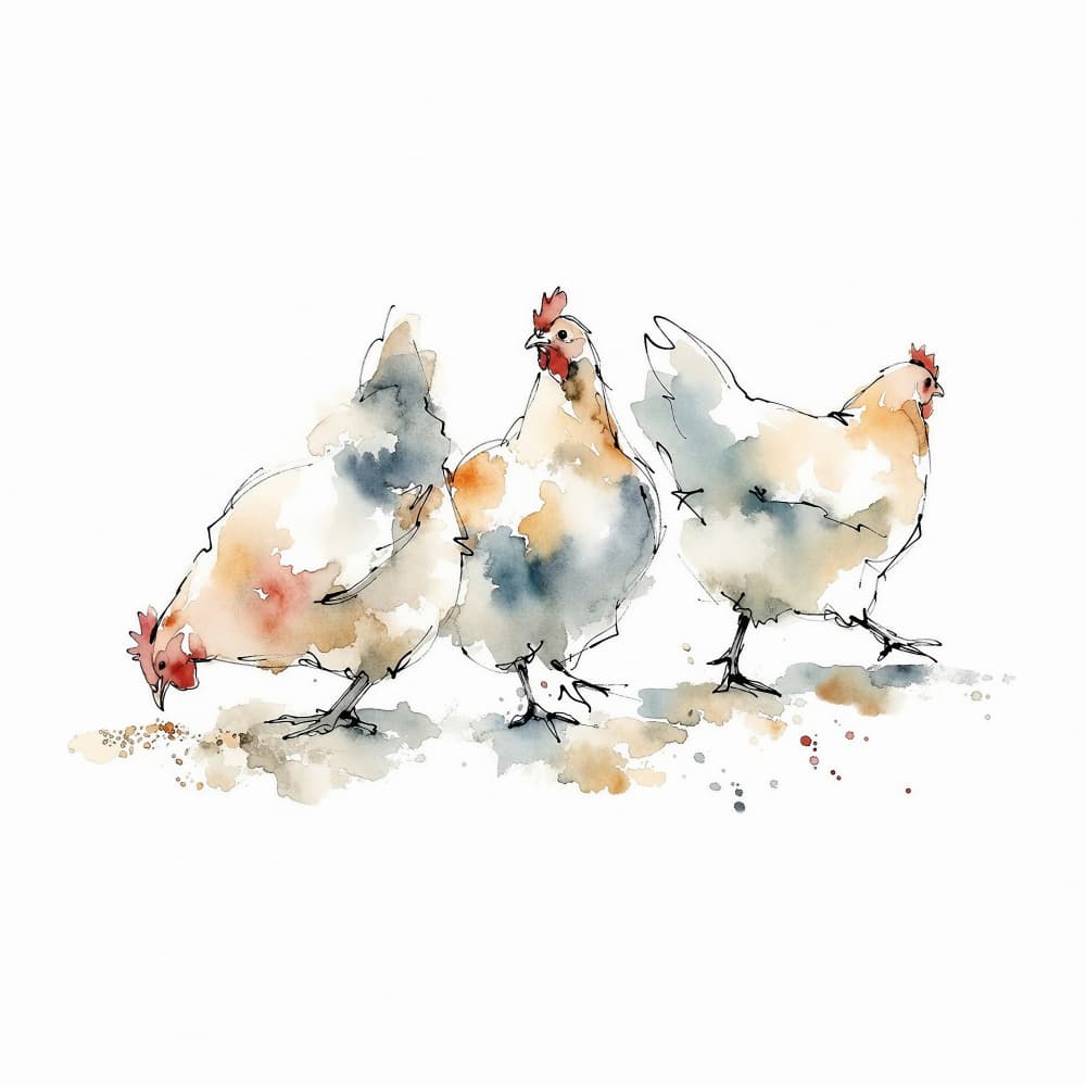 Watercolor Farm Hens by Natalie Bruns — canvas wall art