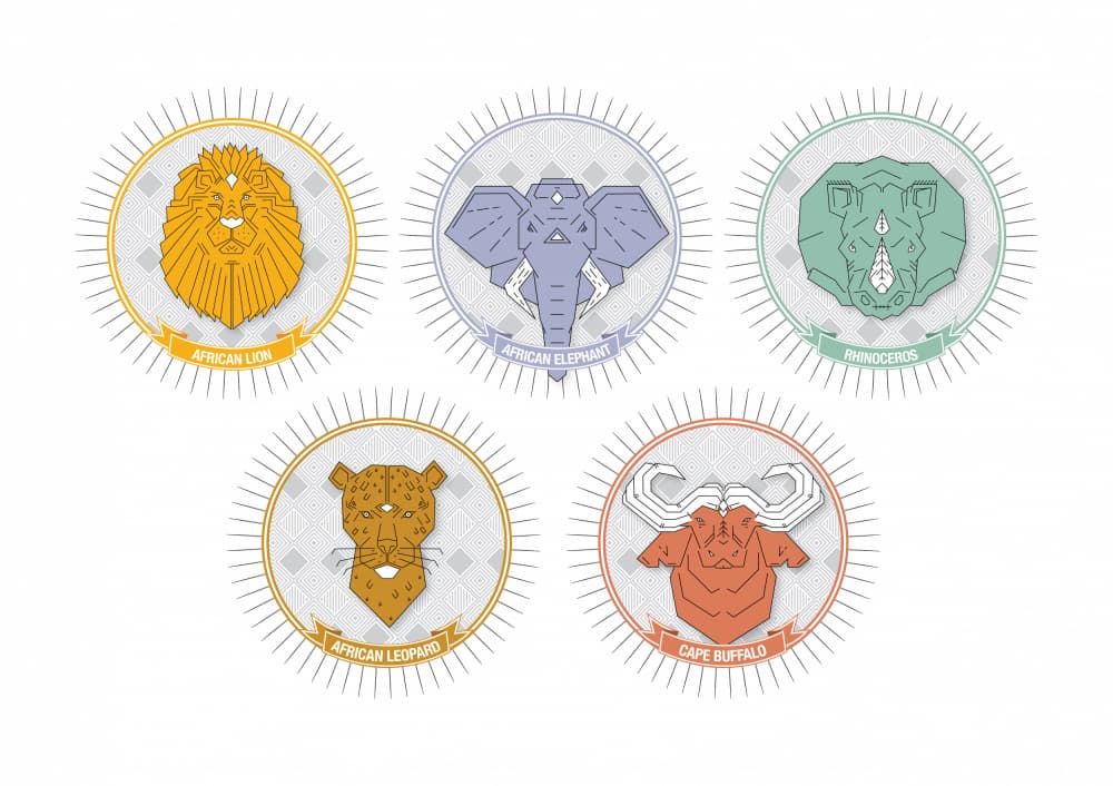 Geometric African Big Five by Brett Jefferson — canvas wall art