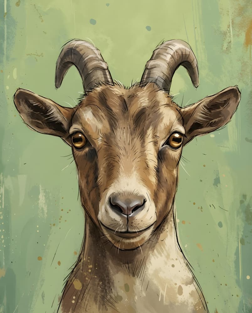 Friendly Goat Portrait by HUGO — canvas wall art