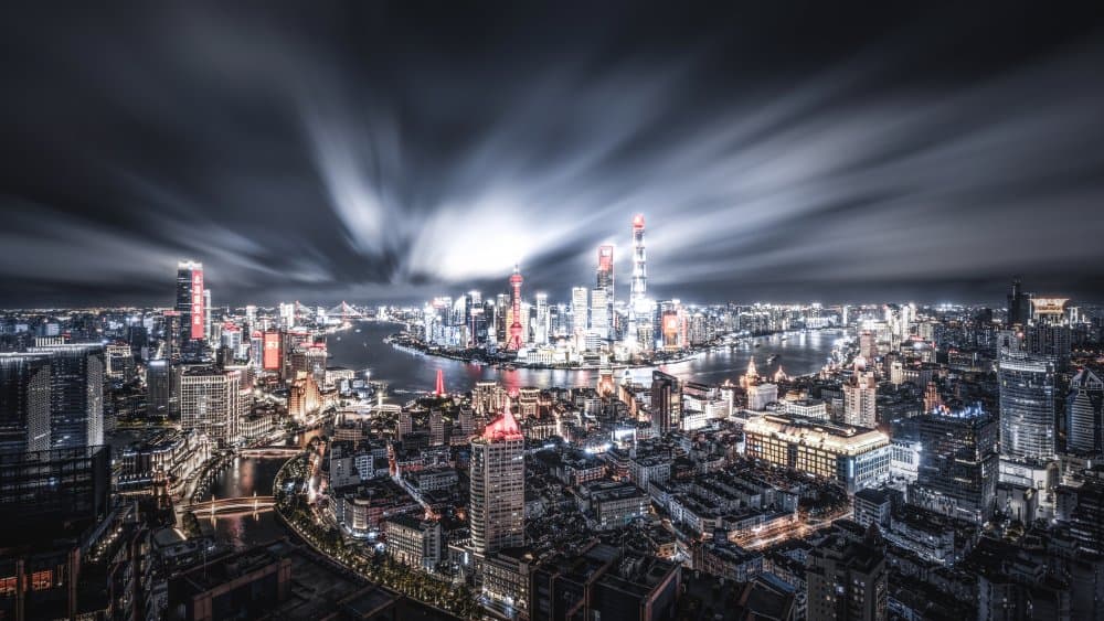 Dramatic City Night by Ran Shen — canvas wall art