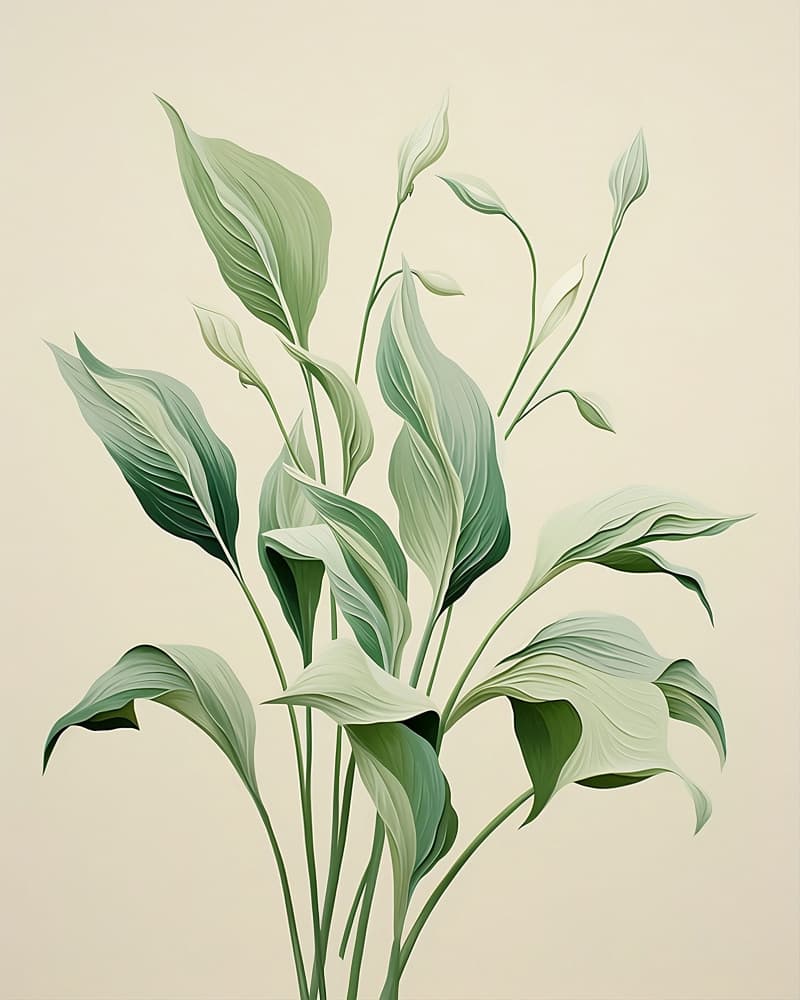 Green Peace Lily Leaves by Emiliano Deificus — canvas wall art