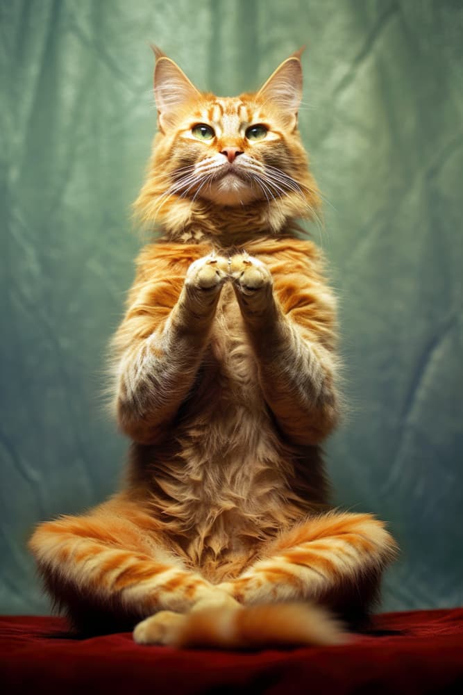 Meditating Orange Cat by Justyna Jaszke — canvas wall art