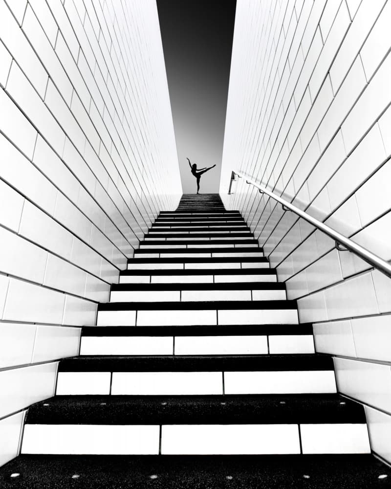 Ballet Dancer Stairs by Jorge Pimenta — canvas wall art