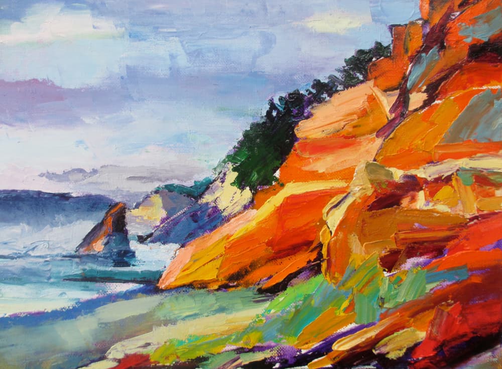 Vibrant Coastal Cliffs by Maxine Shore — canvas wall art