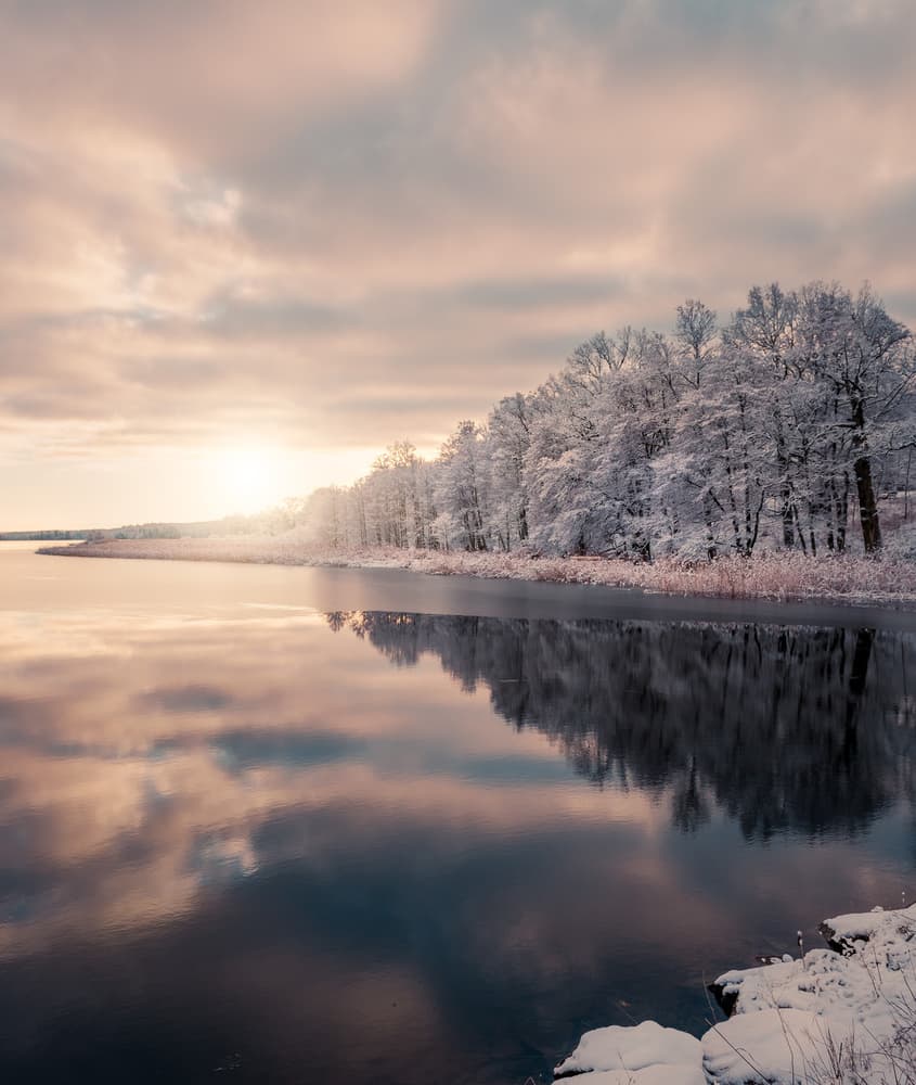Golden Winter Reflections by Christian Lindsten — canvas wall art