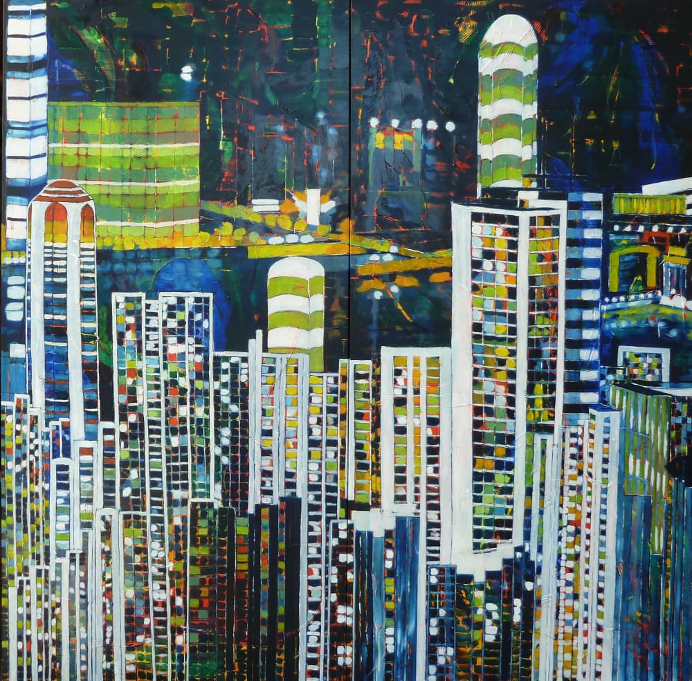 Vibrant City Night by Barbara Piatti — canvas wall art