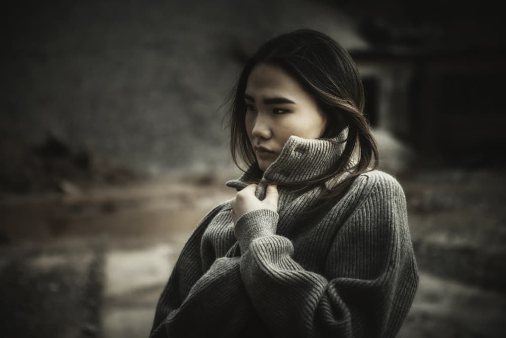 Pensive Woman In Sweater by Georgios Bero — canvas wall art