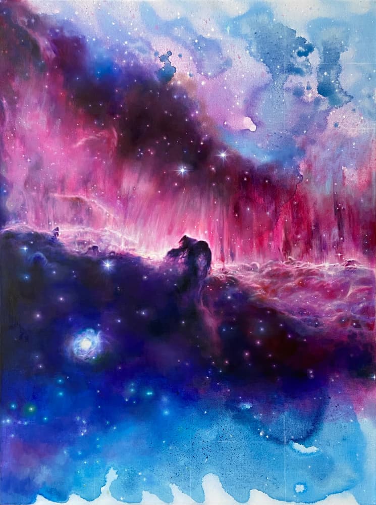 Vibrant Cosmic Nebula by Anne Wölk — canvas wall art