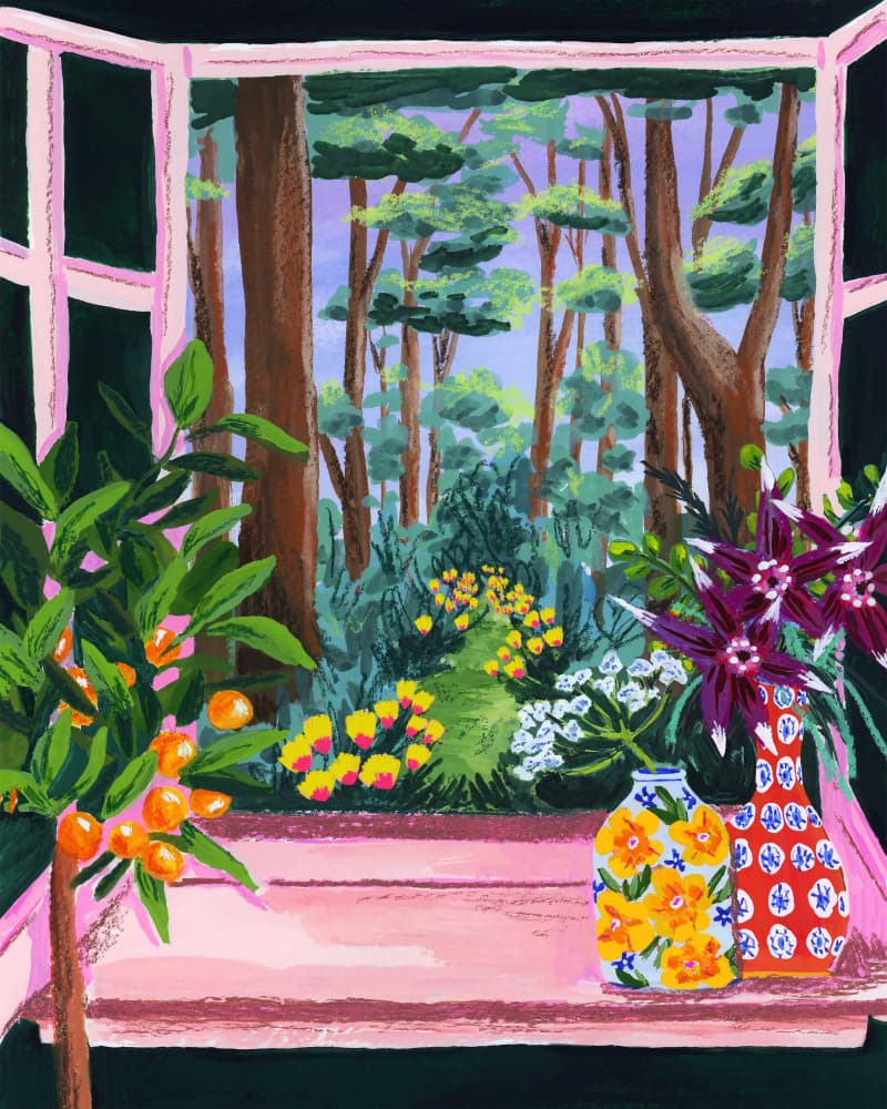 Vibrant Window Garden by Sarah Gesek — canvas wall art