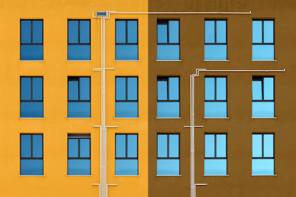 Colorful Geometric Facade by Andrea Comari — canvas wall art