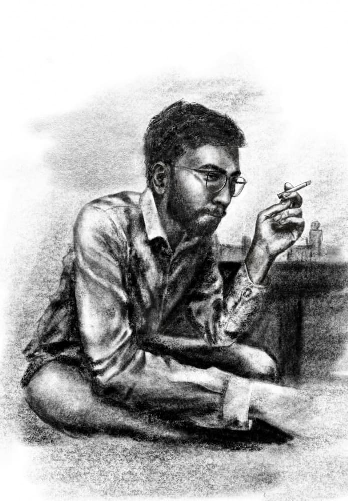 Pensive Smoker by Shreya Prasad — canvas wall art