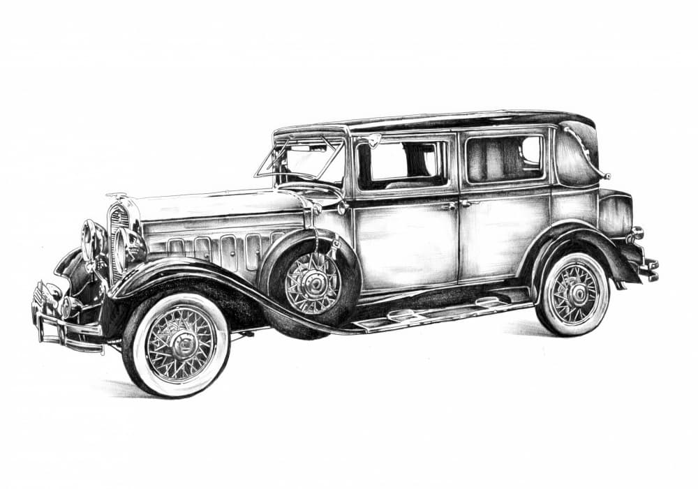 Automobile Art Drawing Sketch 12 by Kulik — canvas wall art