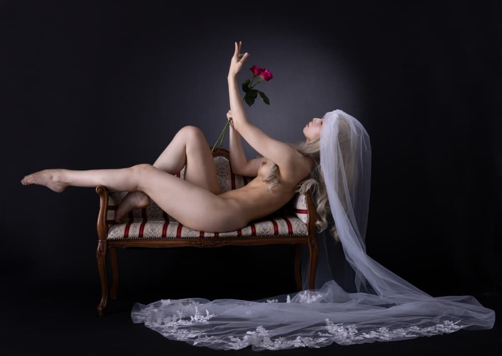 Nude Bride and Rose by Tsutomu Sakamoto — canvas wall art
