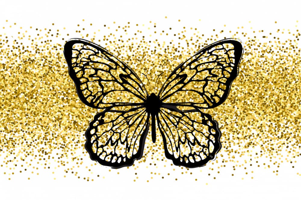 Sparkling Gold Butterfly by Martina — canvas wall art