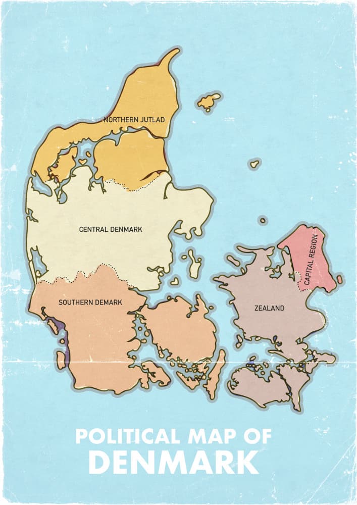 Vintage Denmark Map by Nicholas — canvas wall art