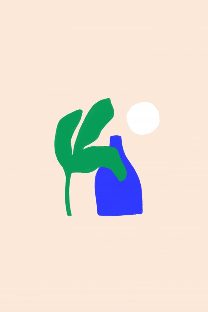 Abstract Green Leaf Vase by Maren Gross — canvas wall art