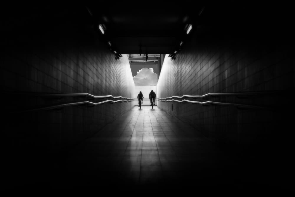 Cyclists Emerging Light by Jorge Pimenta — canvas wall art