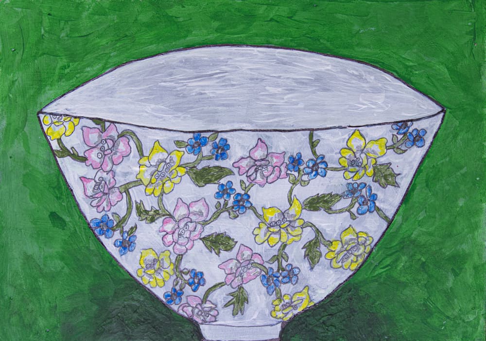 Colorful Floral Bowl by Dale Hefer — canvas wall art