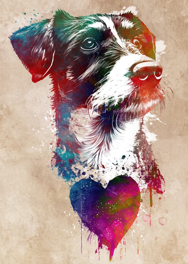 Watercolor Dog Heart by Justyna Jaszke — canvas wall art