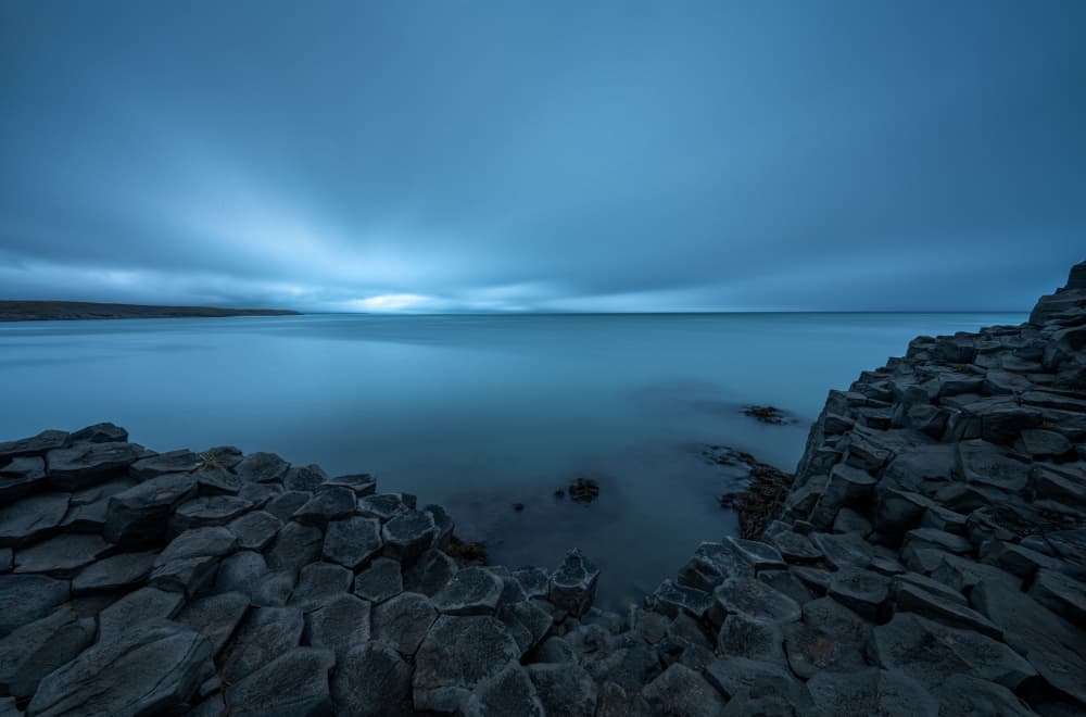 Blue Basalt Seascape by Aidong Ning — canvas wall art