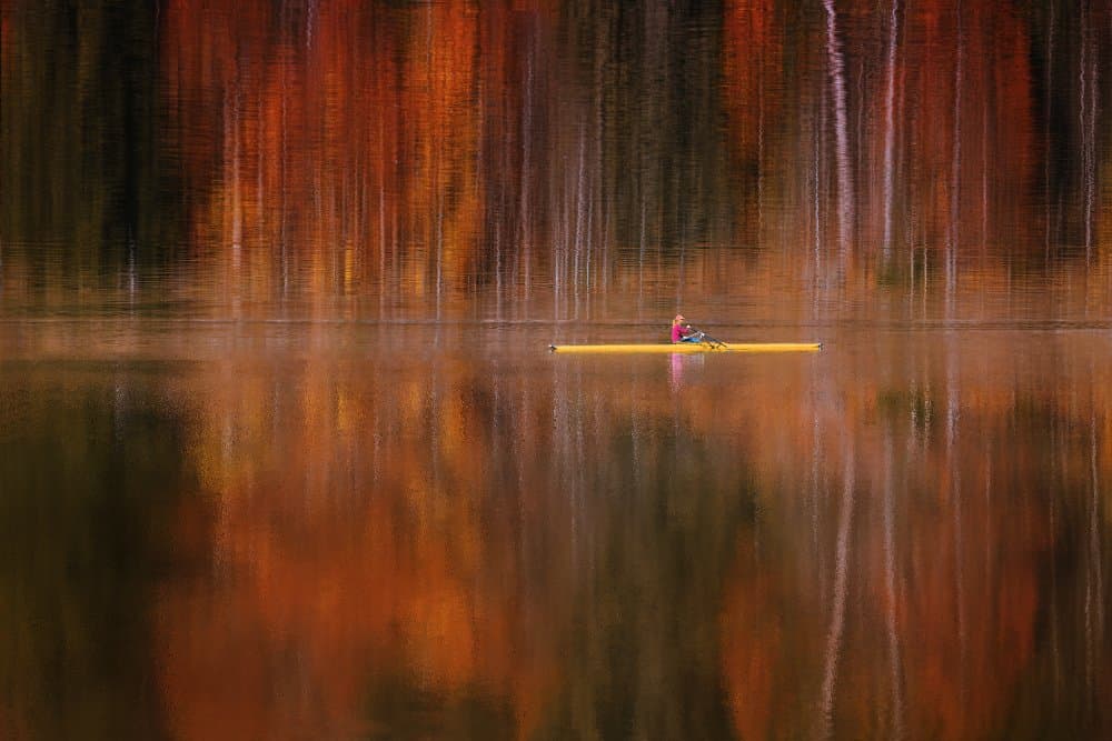 Serene Autumn Rowing by Uschi Hermann — canvas wall art