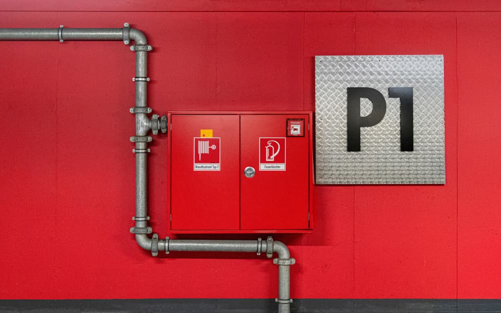 Bold Red Industrial Safety by Roland M Schwerdtfeger — canvas wall art