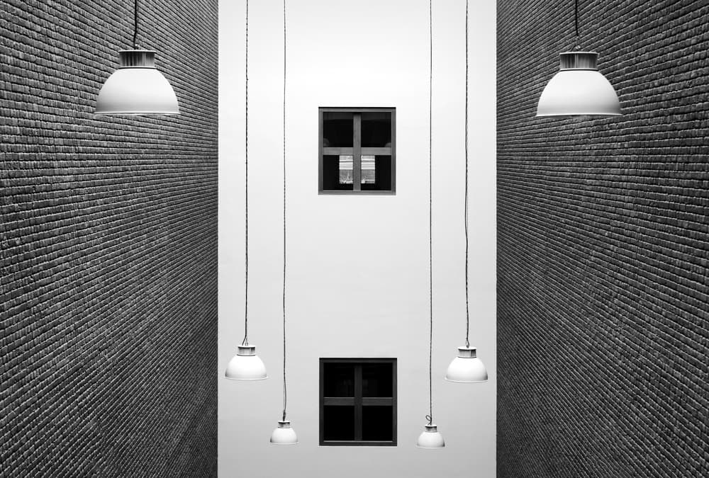 Architectural Lines And Lamps by Hans-Wolfgang Hawerkamp — canvas wall art