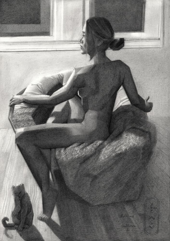 Nude Woman by Window by Corné Akkers — canvas wall art