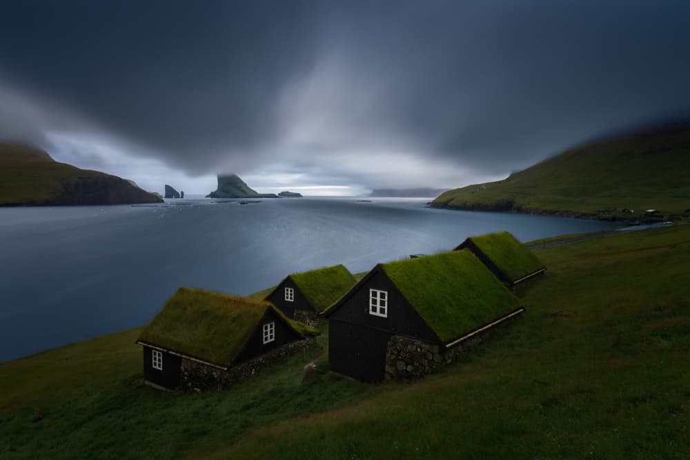 Faroe Islands Turf Houses by Aidong Ning — canvas wall art
