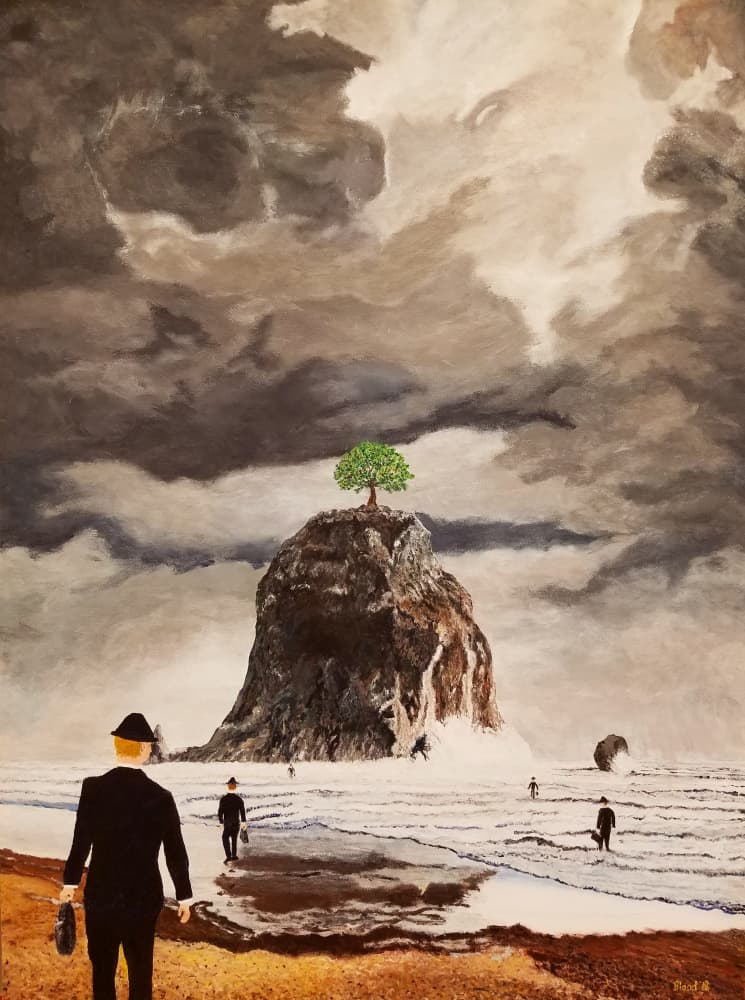 Men Journey to Green Tree by Tom Blood — canvas wall art