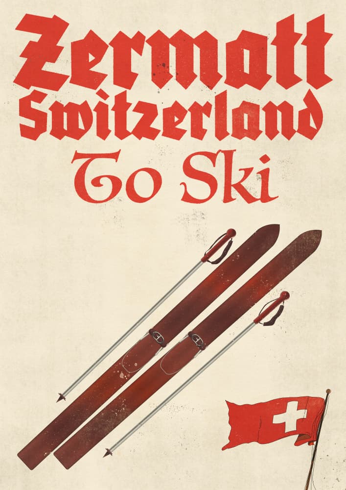 Vintage Ski Zermatt by Nicholas — canvas wall art