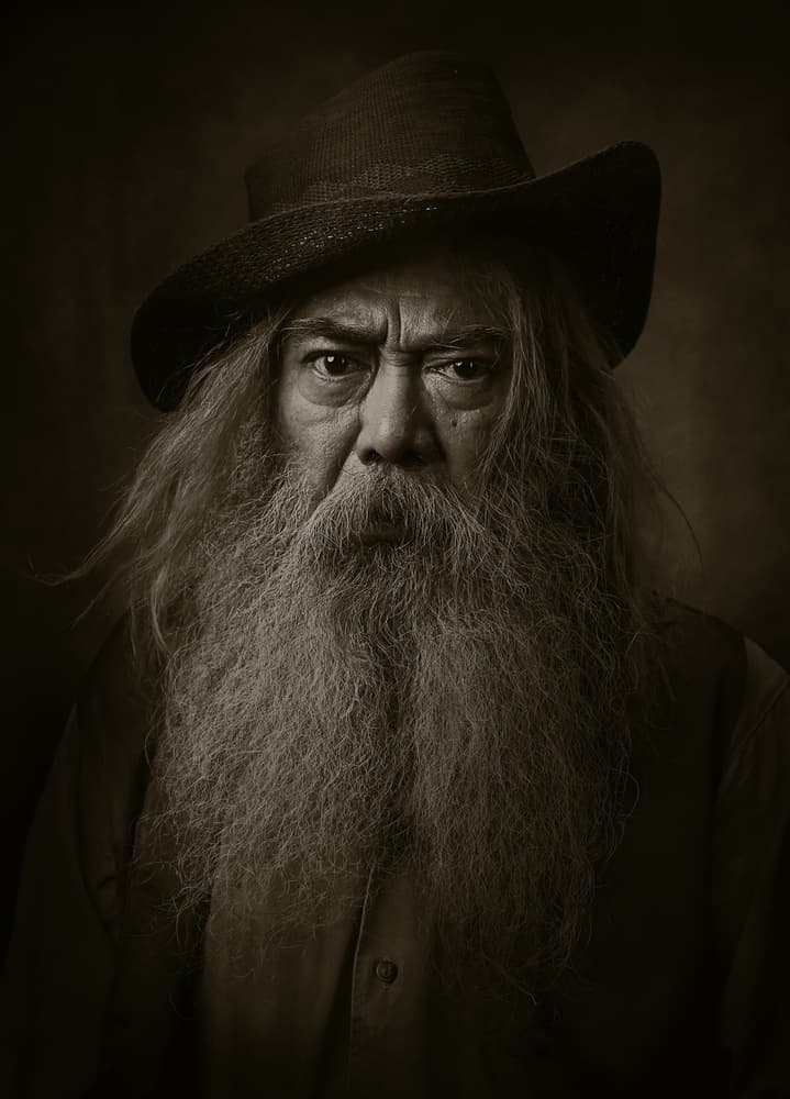 Intense Bearded Gaze by Sebastian Kisworo — canvas wall art
