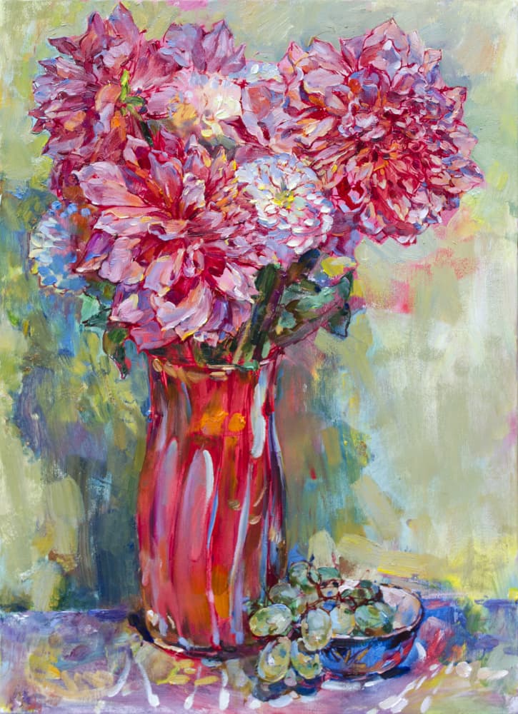 Vibrant Floral Still Life by Andrii Kutsachenko — canvas wall art