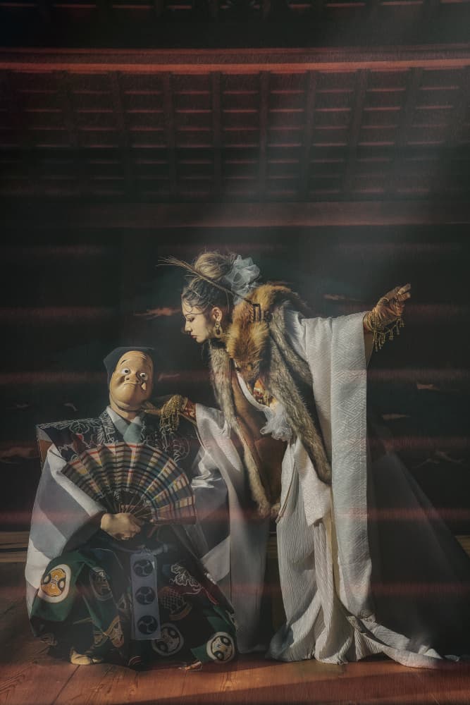 Dramatic Noh Duo by KOIKI — canvas wall art
