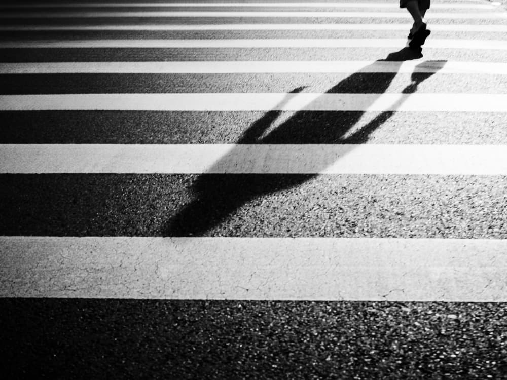 Monochrome Crosswalk Shadow by Swen MUN — canvas wall art