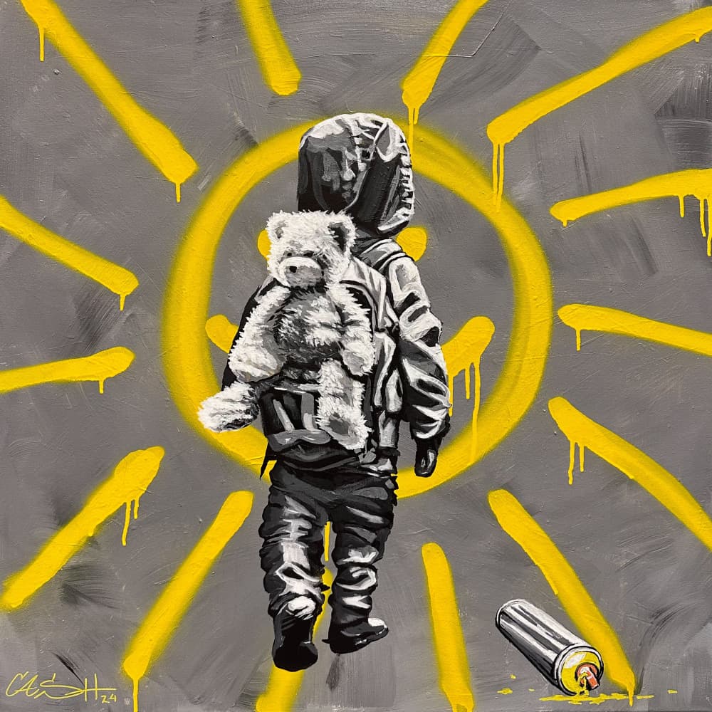 Kid with Sunny Bear by Suzan Habib — canvas wall art