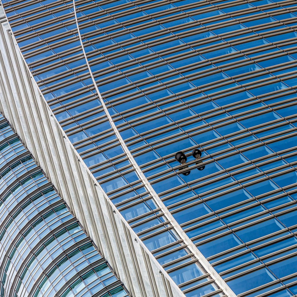 Blue Glass Architecture by Franco Tessarolo — canvas wall art