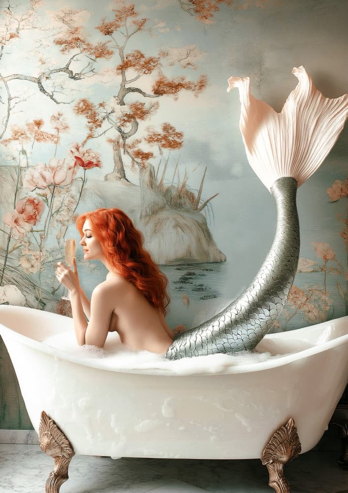 Mermaid's Bubble Bath by Niky Rahner — canvas wall art