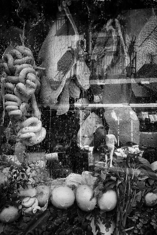 Butcher Shop Window Reflections by Antonio Grambone — canvas wall art