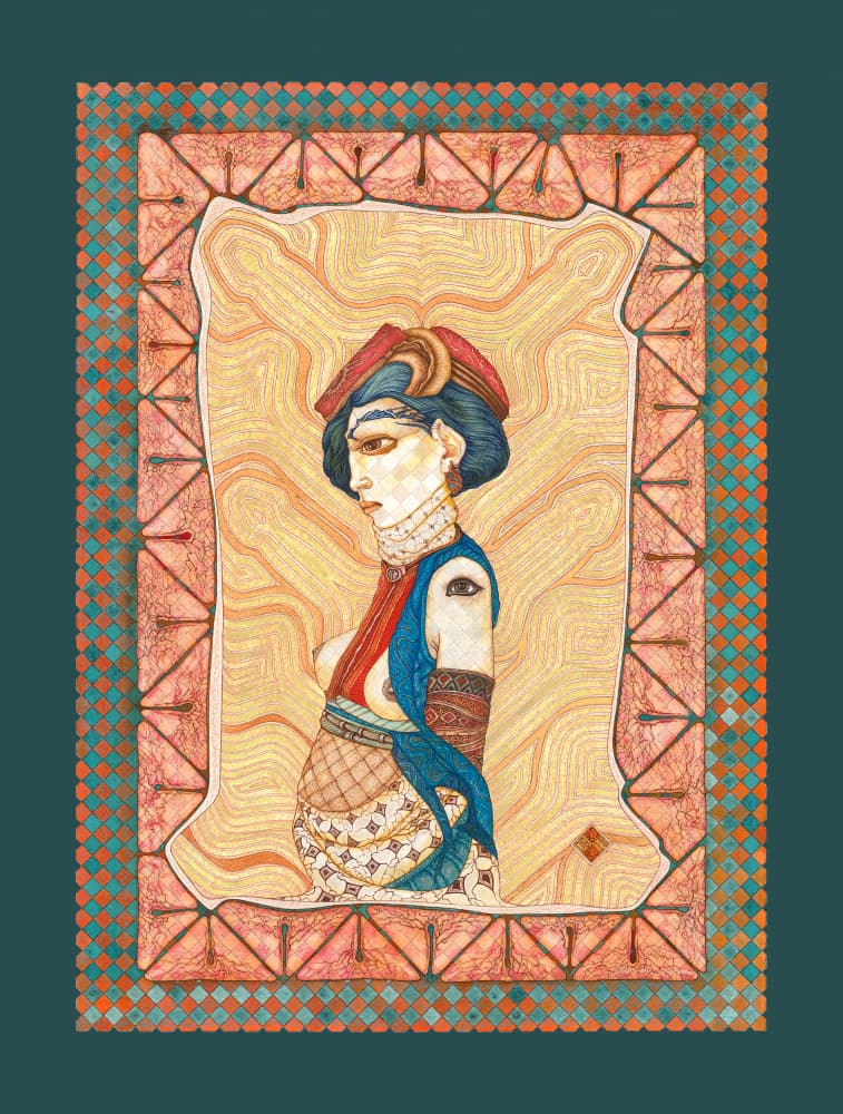 Ornate Profile Figure by Dobri Gjurkov — canvas wall art