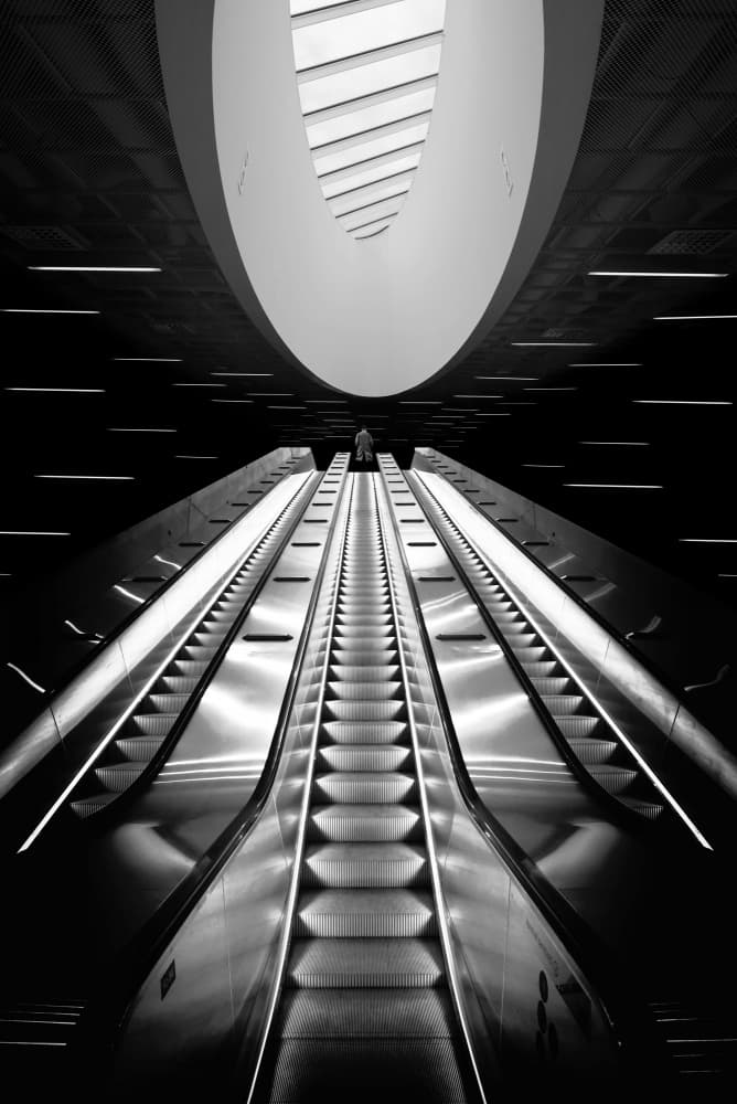 Modern Escalator Ascent by Jorge Pimenta — canvas wall art