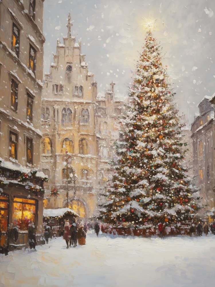 Snowy Christmas Market by Jolly and Dash — canvas wall art