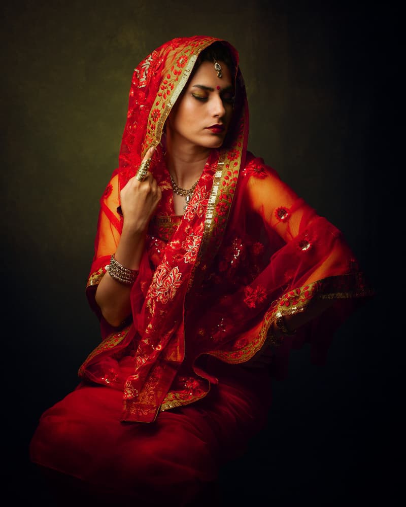 Elegant Indian Woman by Mehdi Mokhtari — canvas wall art