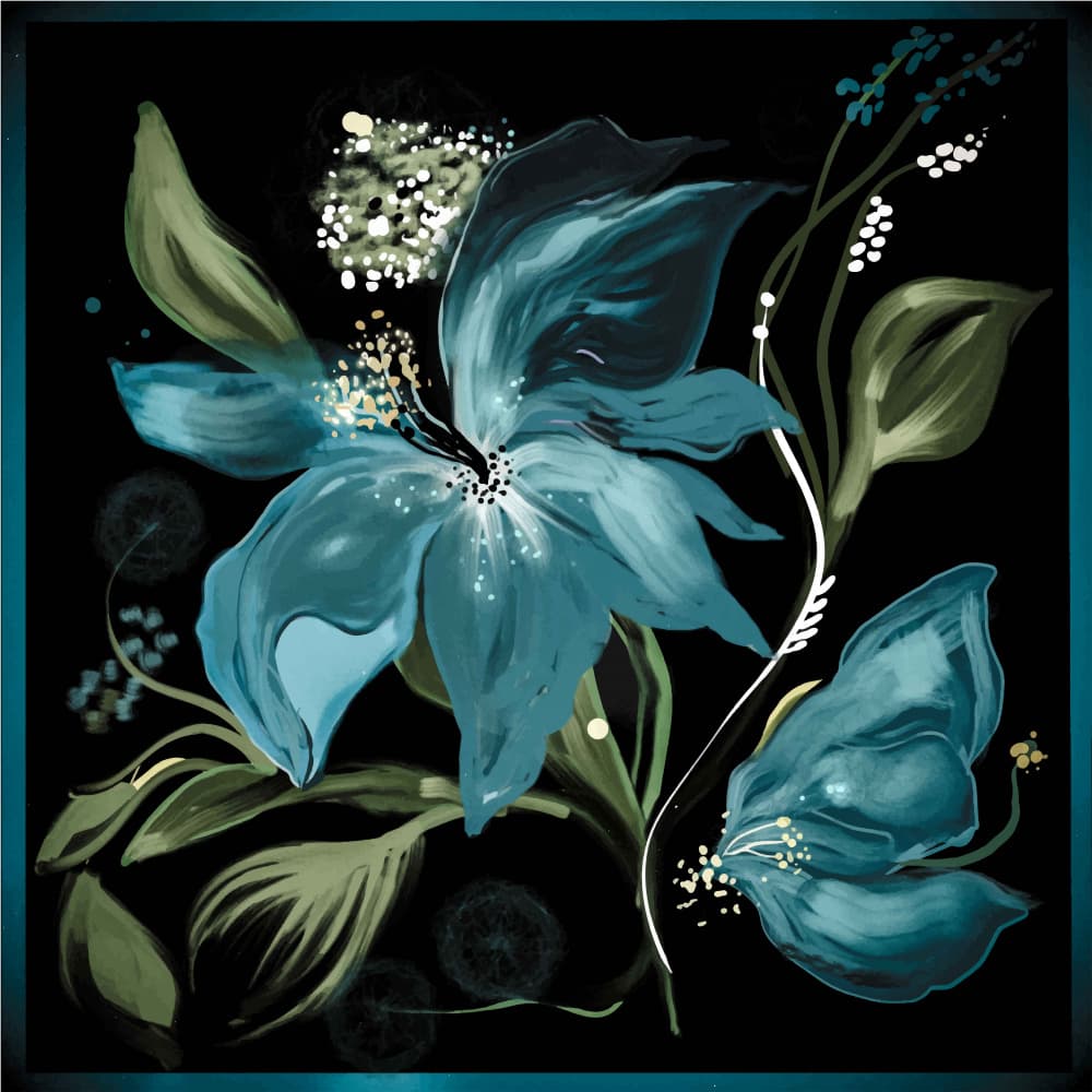 Dark Teal Blooms by Josie George — canvas wall art