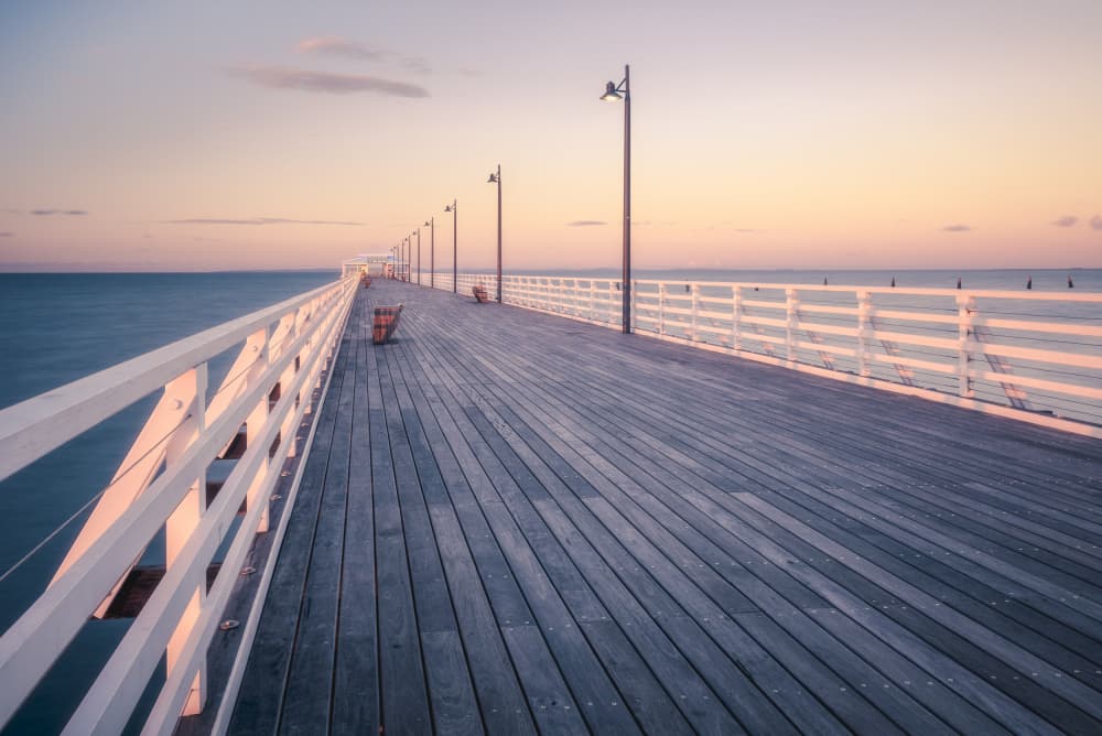 Peaceful Pier Sunset by Richard Vandewalle — canvas wall art