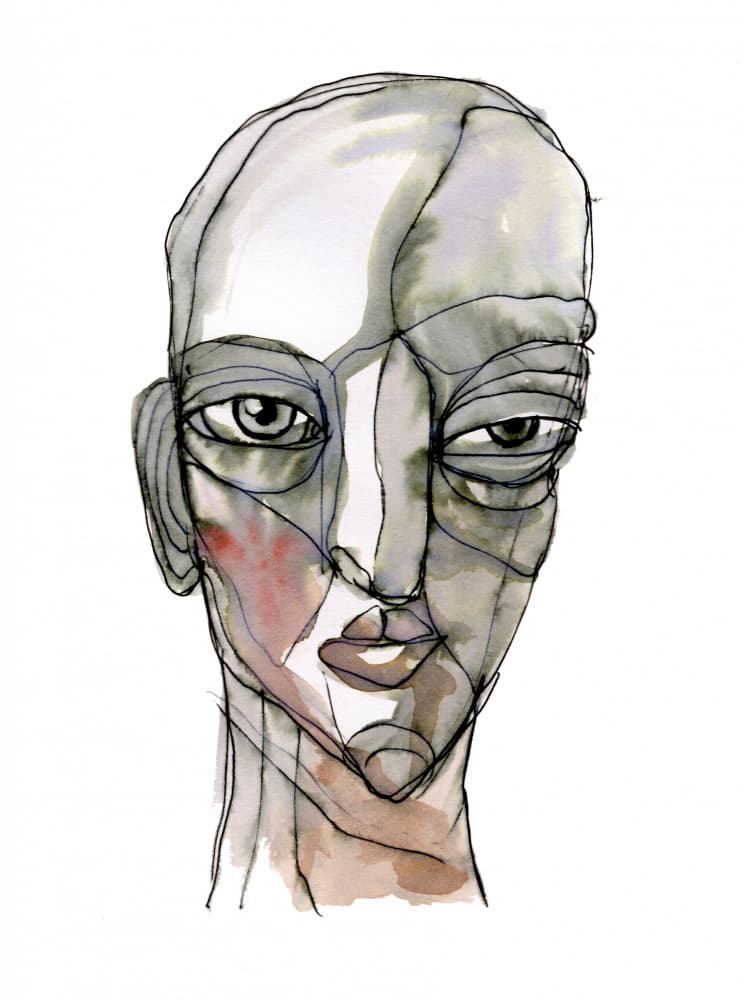 Thoughtful Modern Face by Wildemar Doomgriever — canvas wall art